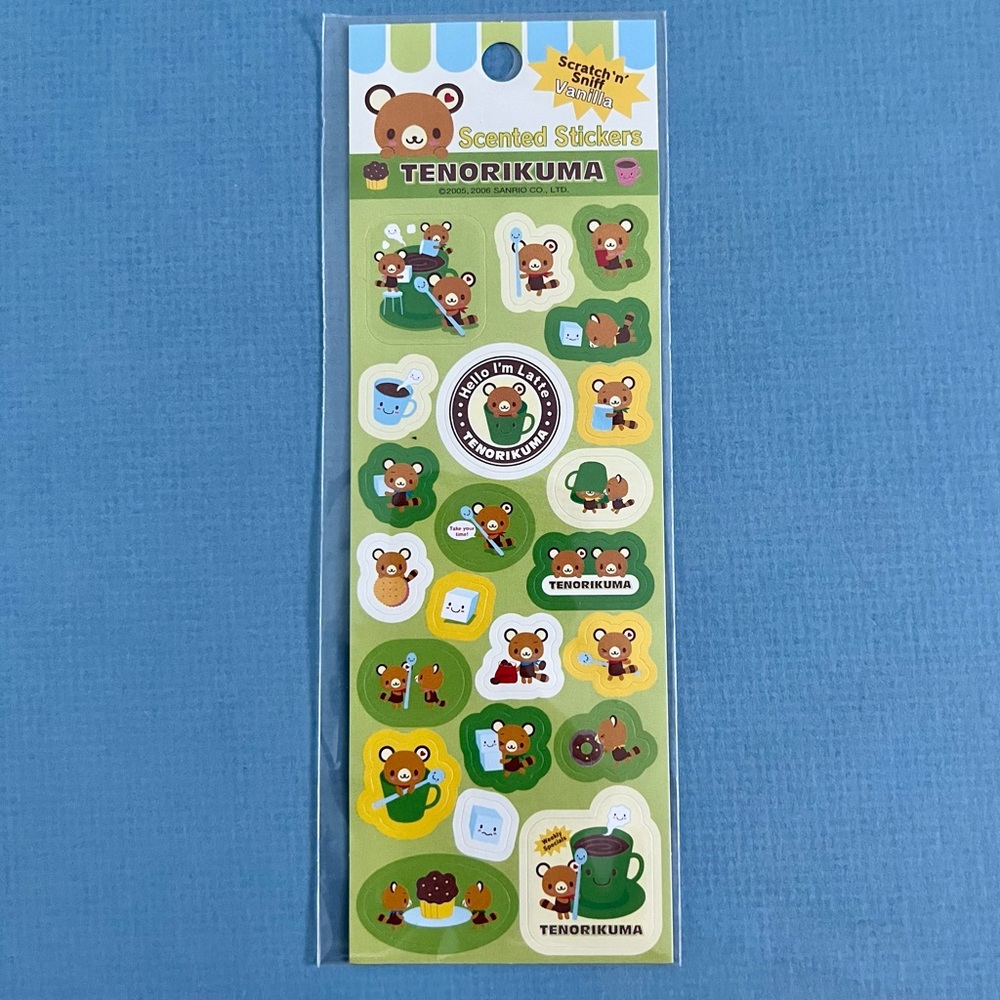 💕2/$25 Authentic Sanrio Tenorikuma‎ Y2K Scented Sticker Sheet